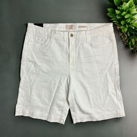 Jen7 by 7 For All Mankind‎ Bermuda Regular Shorts Cuffed Stretch White Sz 14 - Picture 12 of 12